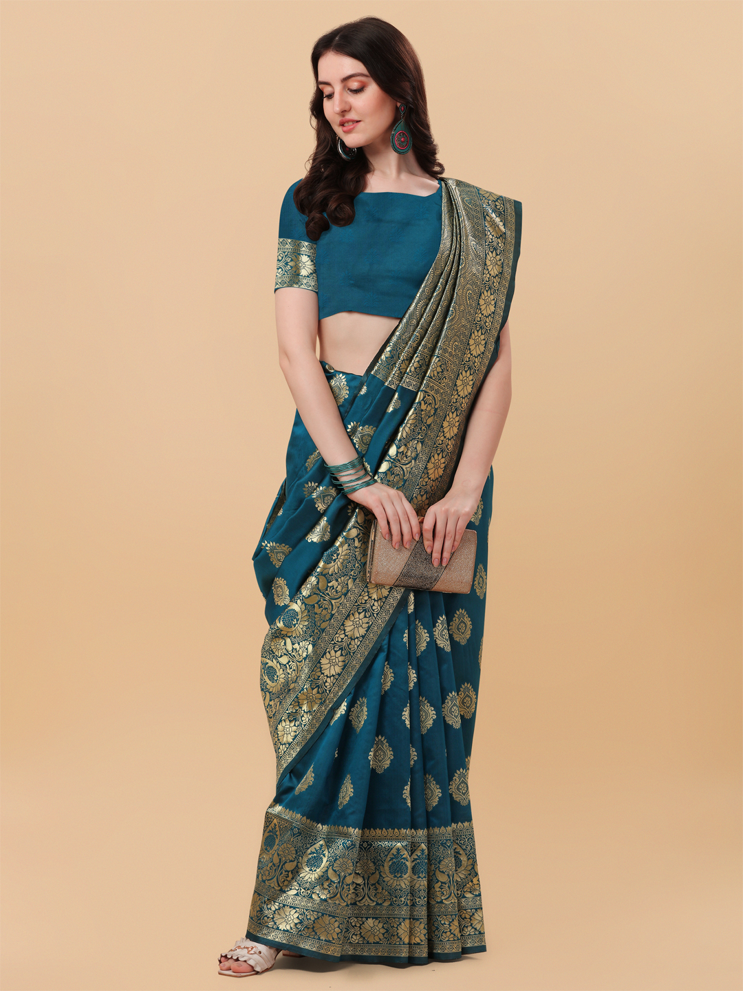 Kalapushpi Banarasi Silk Saree Morpich - Image 2