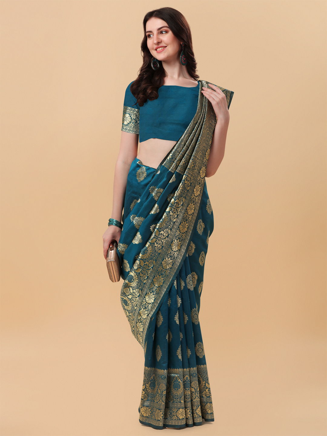 Kalapushpi Banarasi Silk Saree Morpich - Image 3