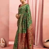 Green and Maroon Banarasi Silk Saree side view