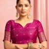 rama pink banarasi saree blouse view