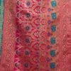 rama pink banarasi saree close view