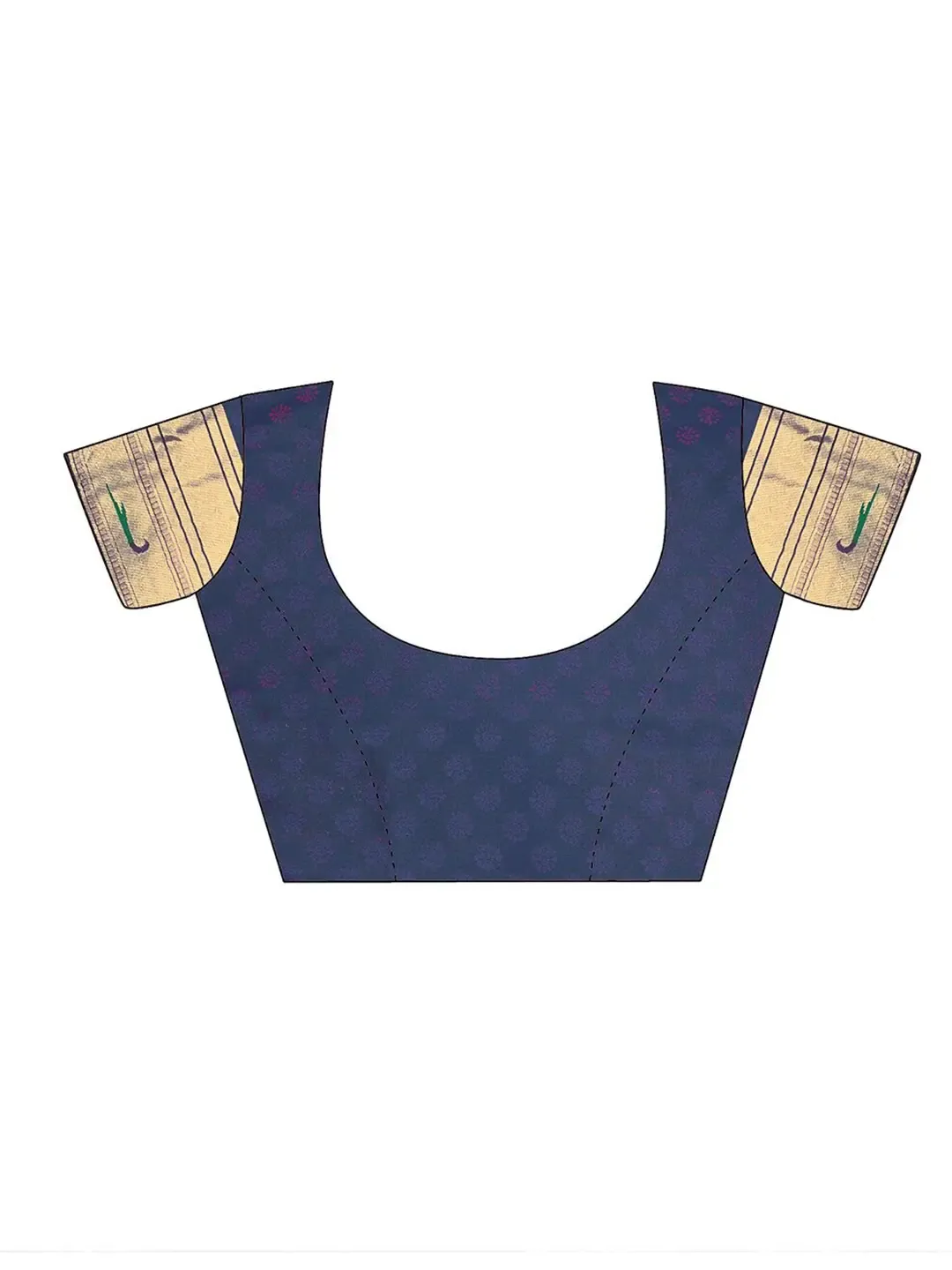 Navy Blue Paithani Saree with Golden Zari Weaving and Peacock Pallu - Image 5